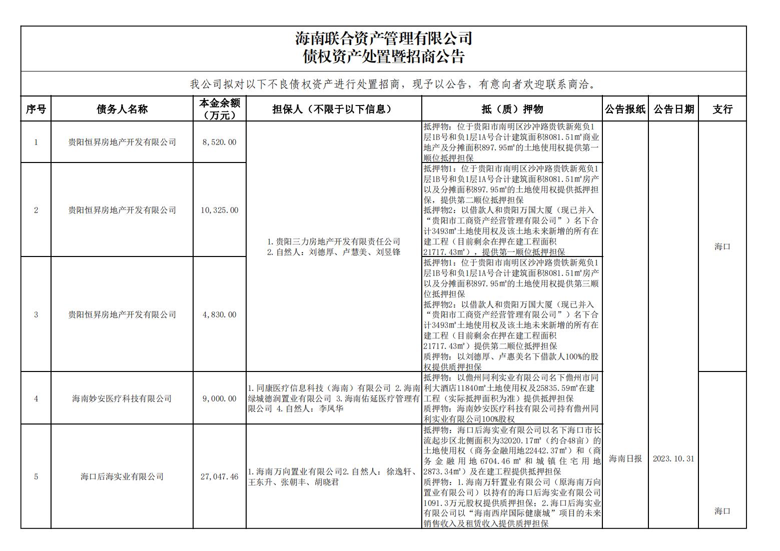海南联合资产